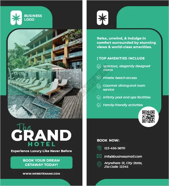 Hotel or Resort Brochure Rack Card Template