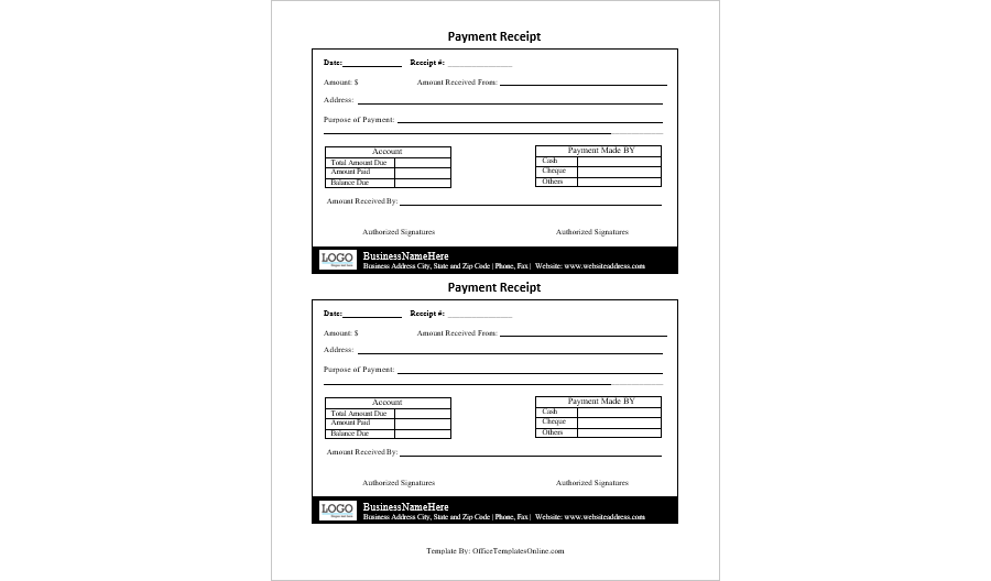Payment Receipt Template