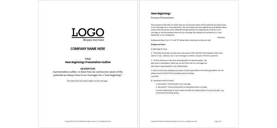 Download New Beginnings Presentation Outline Template&nbsp;