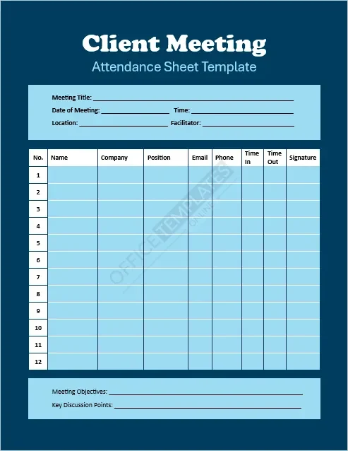 Client Meeting Attendance Sheet Template