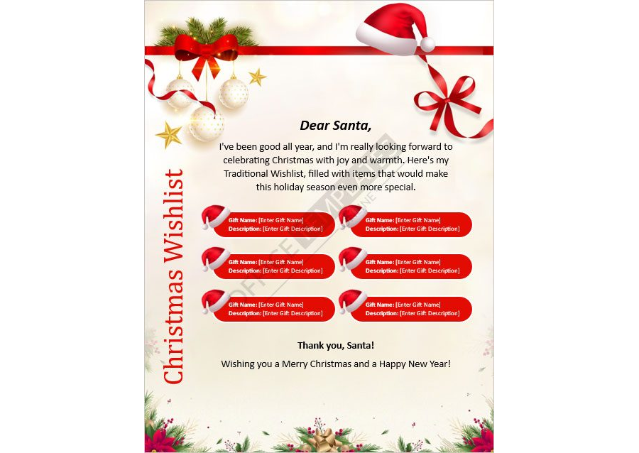 Traditional Wishlist with Classic Design - MS Word Template