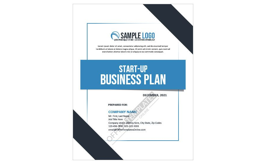 Download Cover Page Design for Startup Business Plan in MS Word