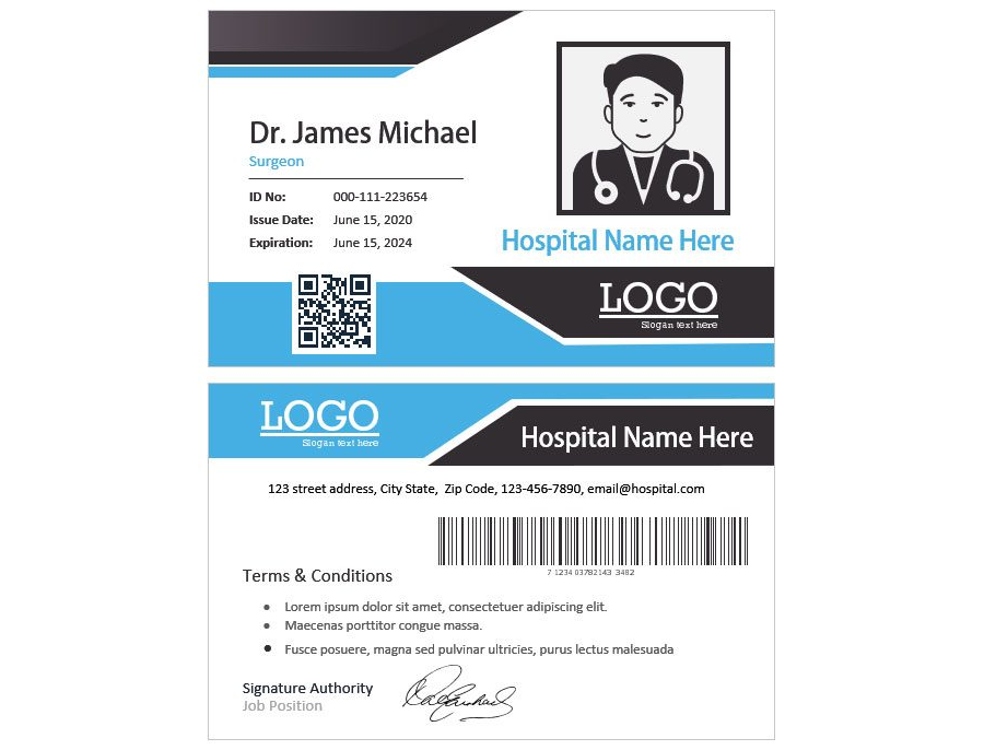 Download Doctor Horizontal ID Card Template - CR-80 Size