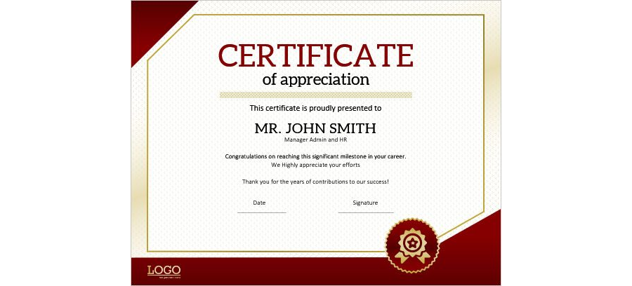 Download Employee Appreciation Certificate Template