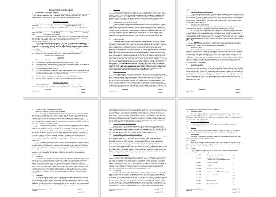 Sample Separation Agreement Template