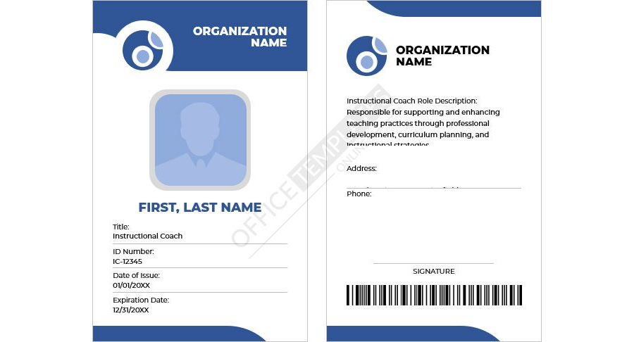 Instructional Coach ID Card Template