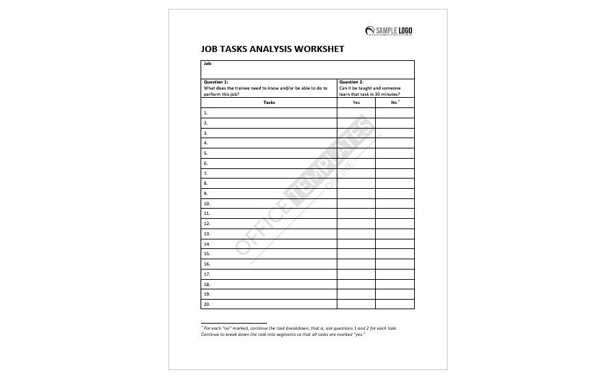 Job Tasks Analysis Worksheet
