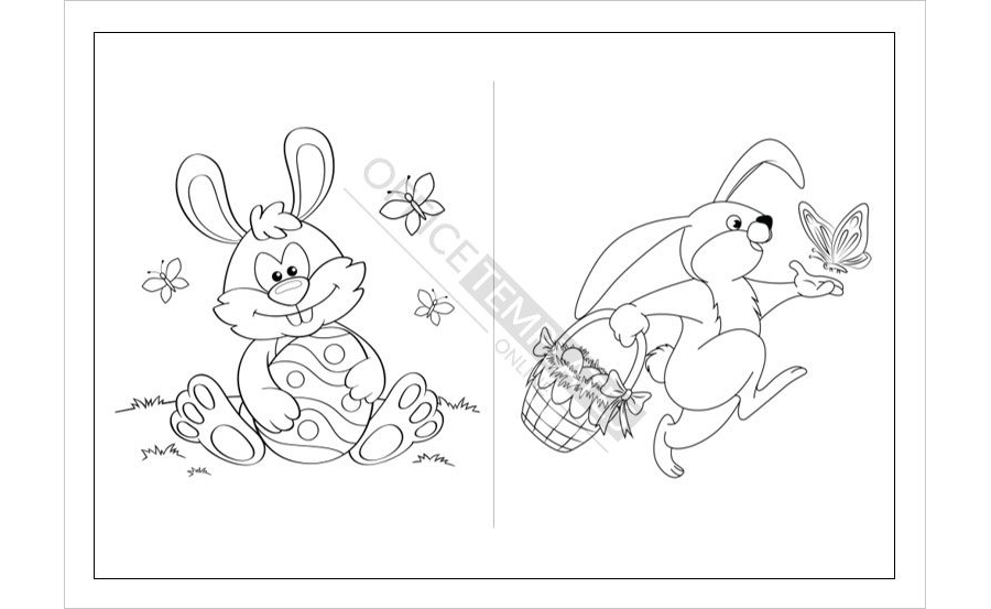 Easter Bunny With a Butterfly Coloring Page Template