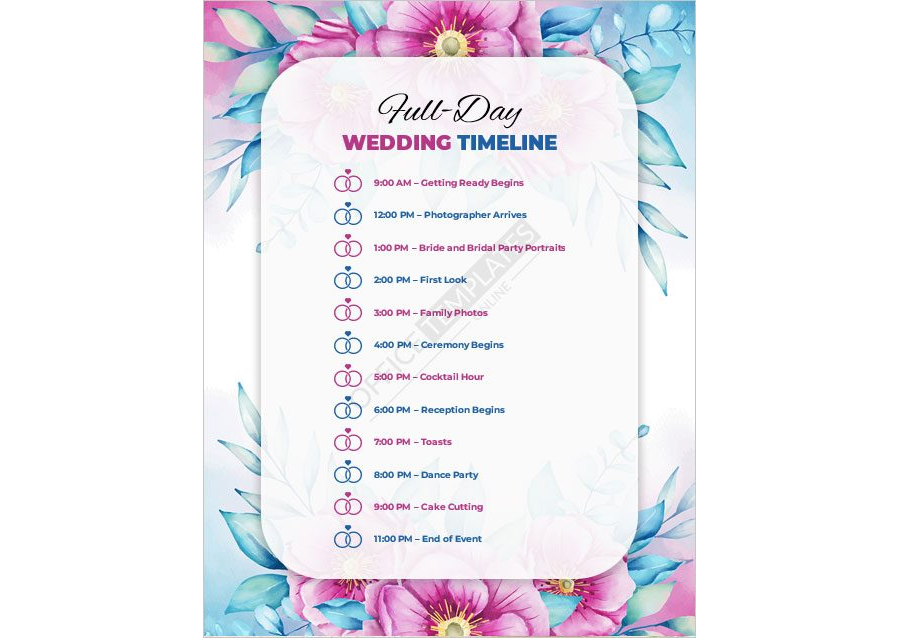 Full-Day Wedding Timeline Template