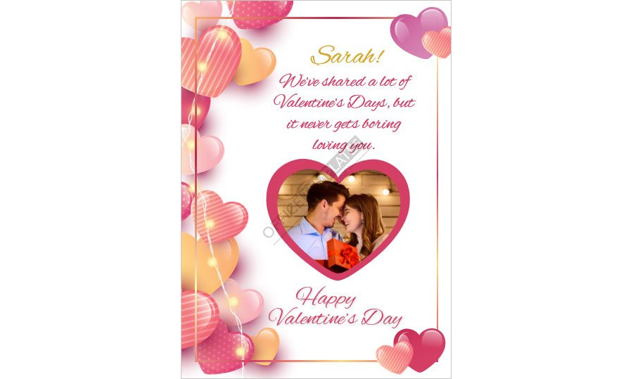 Download Valentine's Day Card with Hearts - MS Word Template