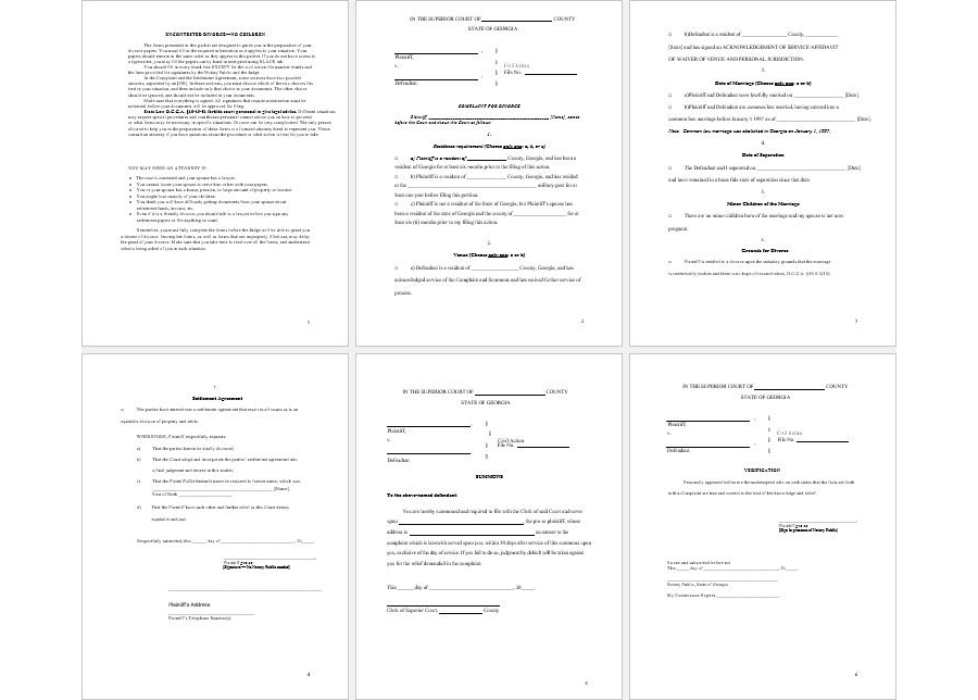 Uncontested No-Child Divorce Agreement Template