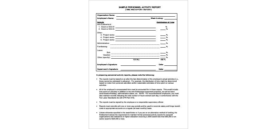 Download Organization Personnel Activity Report Template