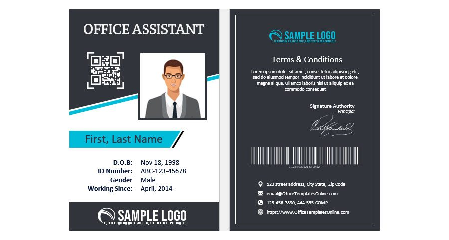 Download Clerical Staff/Office Assistant ID Card Template