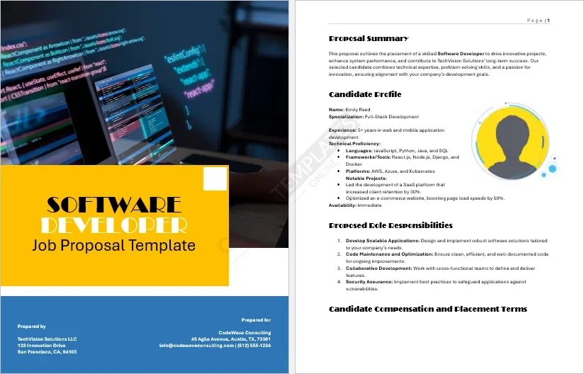Software Developer Job Proposal Template