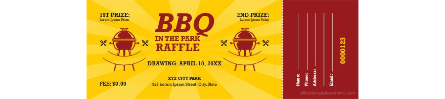 BBQ Raffle Ticket Template in MS Word Format