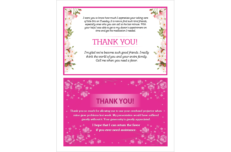 Thank You Note Cards (PDF)