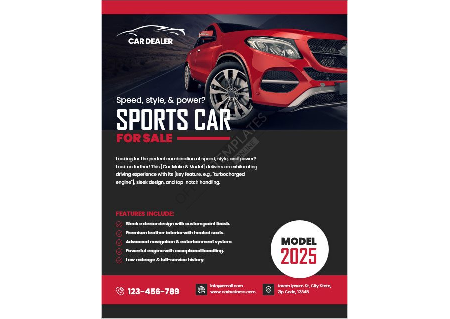 Sports Car for Sale Flyer Template