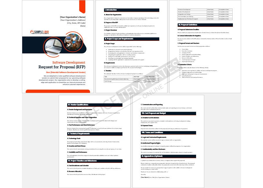 Software Development Request for Proposal Template