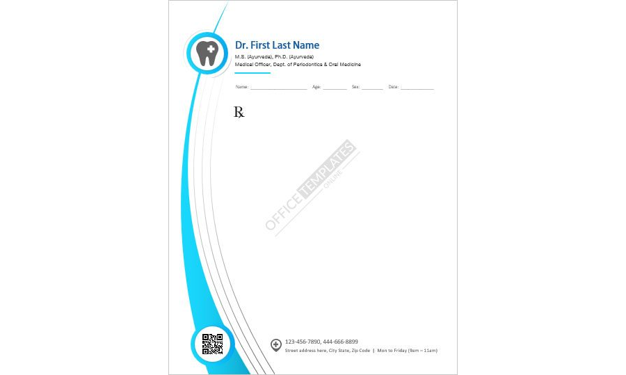 Dentist Prescription Pad Template for MS Word &ndash; 02