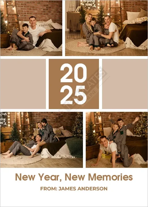 Photo Collage New Year Card Template