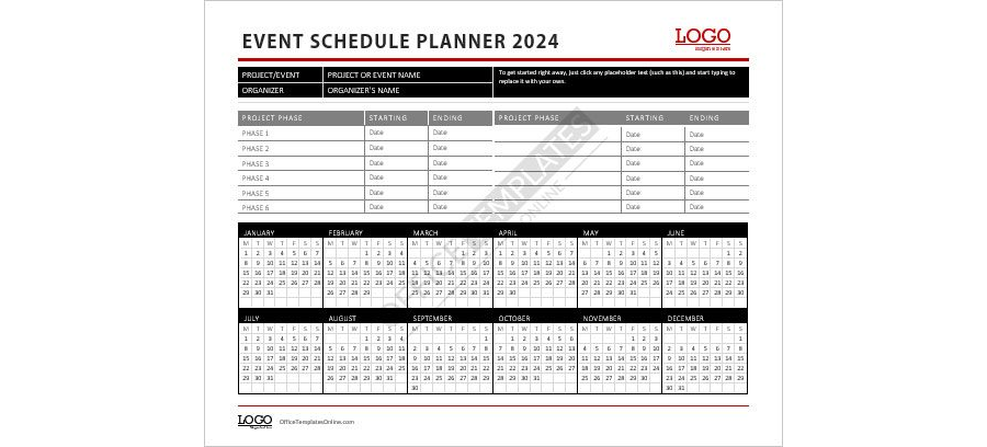 Download Event Schedule Planner Template for MS Word