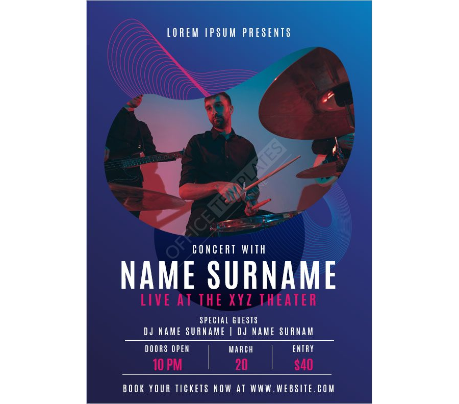 Concert Event Poster Template In Ms Word Format
