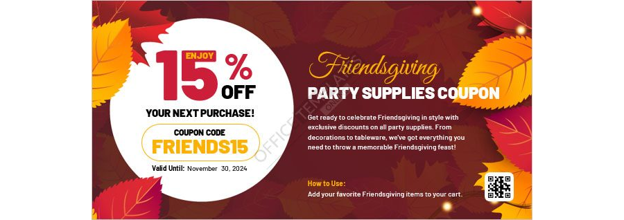 Friendsgiving Party Supplies Coupon Template
