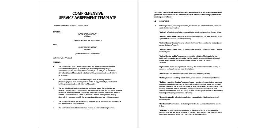 Download Comprehensive Service Agreement Template