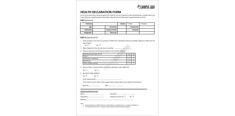 Health & Travel History Declaration Form
