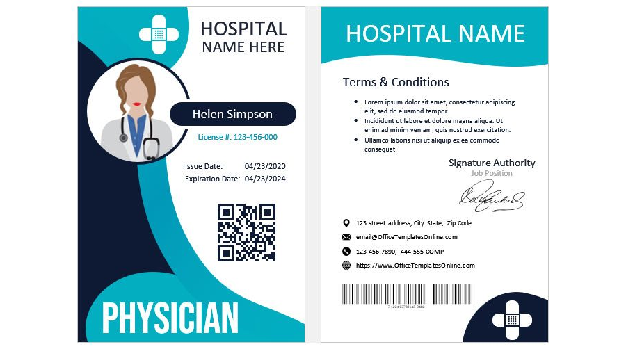 Download Physician ID Card Format for MS Word