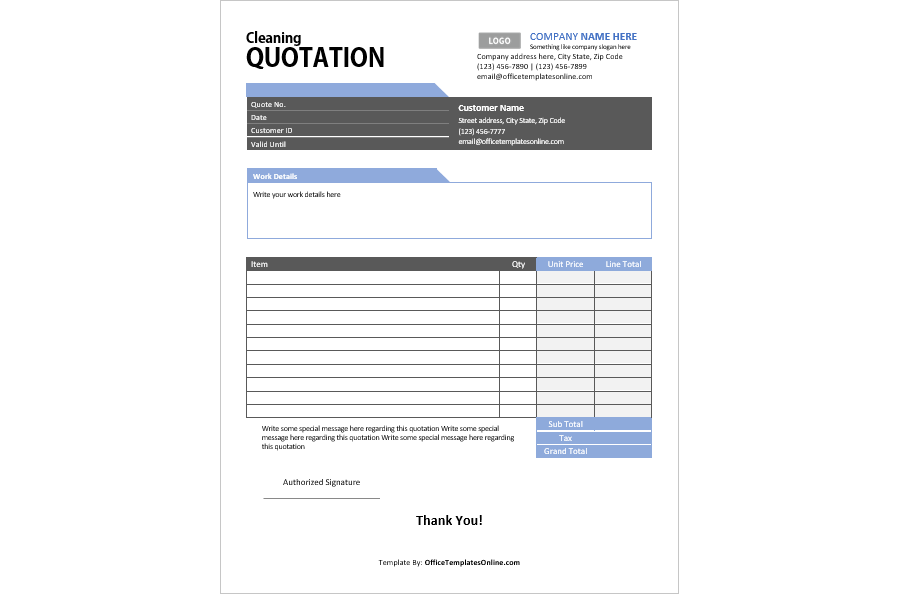 Download Cleaning Quotation Template
