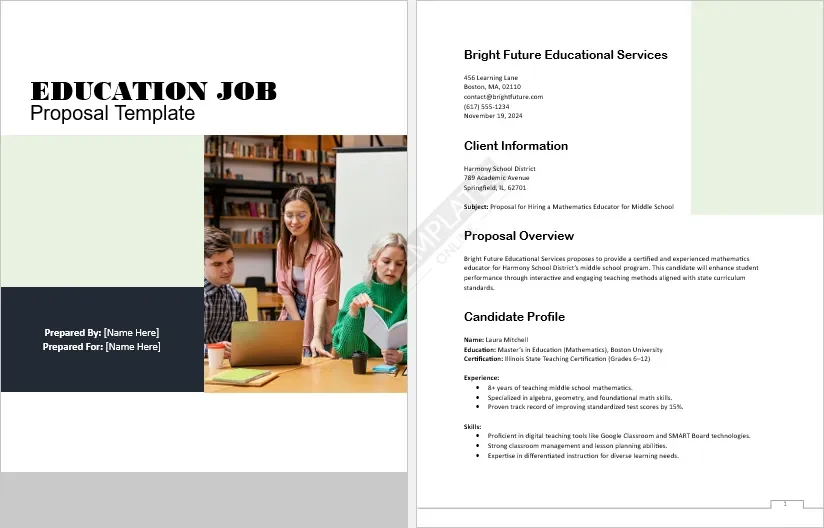 Education Job Proposal Template