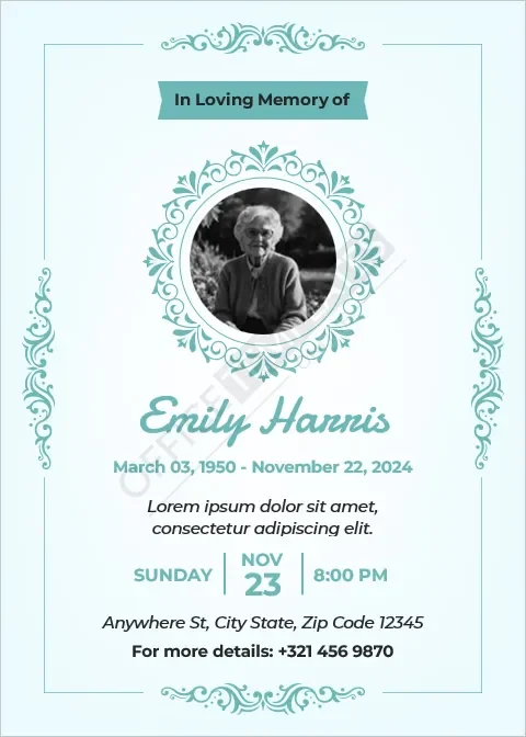 Traditional Funeral Card Template