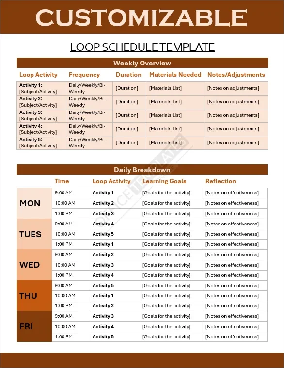 Customizable Loop Schedule