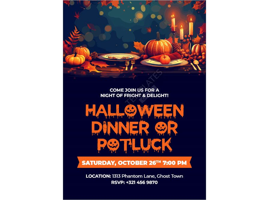 Halloween Dinner or Potluck Invitation Template