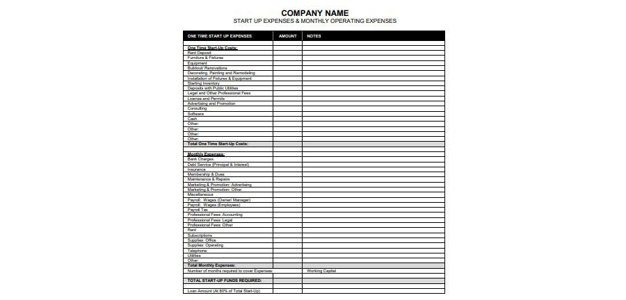 Download Startup Expense Report Template