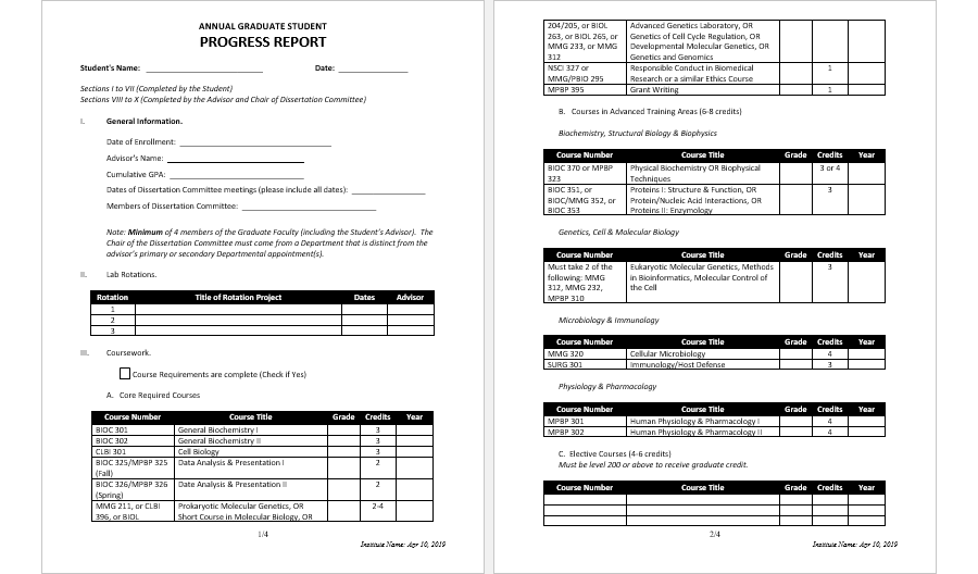 Graduate Student Annual Progress Report