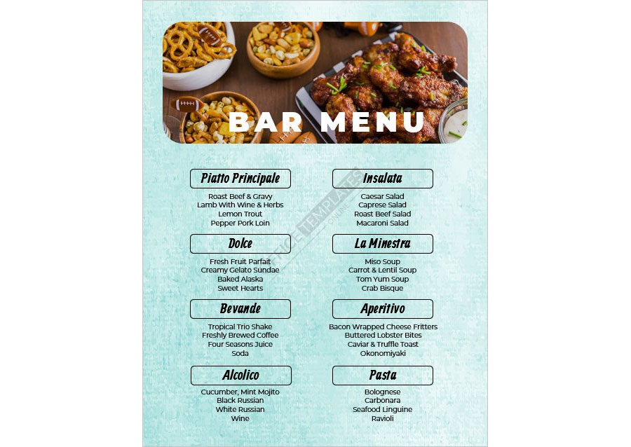 Bar Menu Template