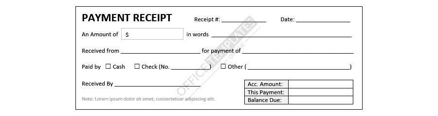 Download Cash Payment Receipt Template - Microsoft Word