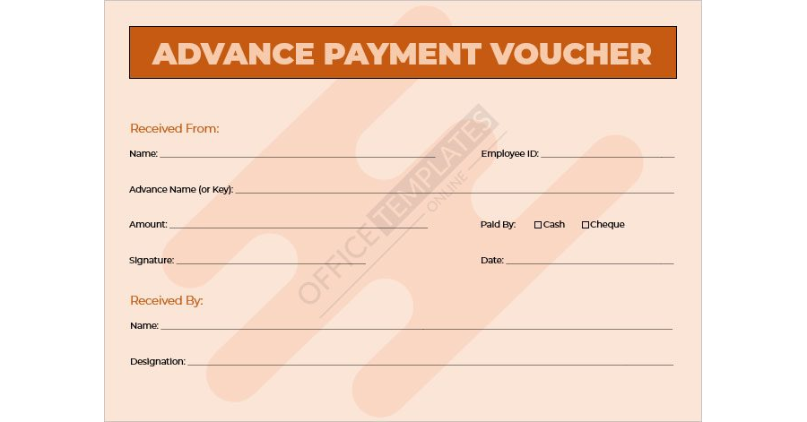 Advance Payment Voucher Template in MS Word Format