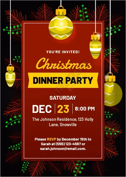 Christmas Dinner Party Invitation Template