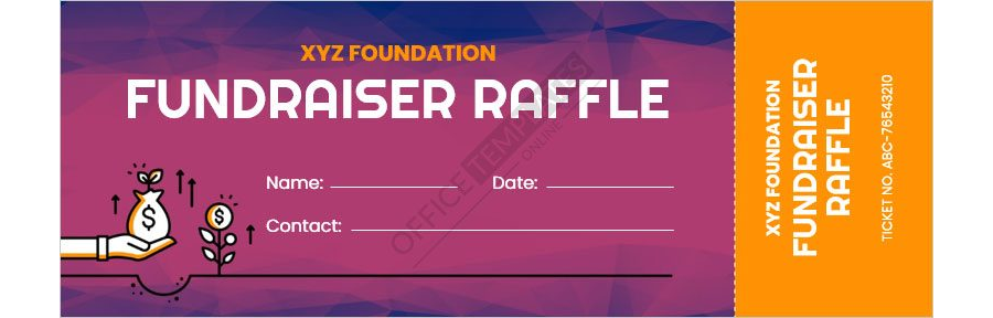 Raffle Fundraiser Ticket Design Template in MS Word Format