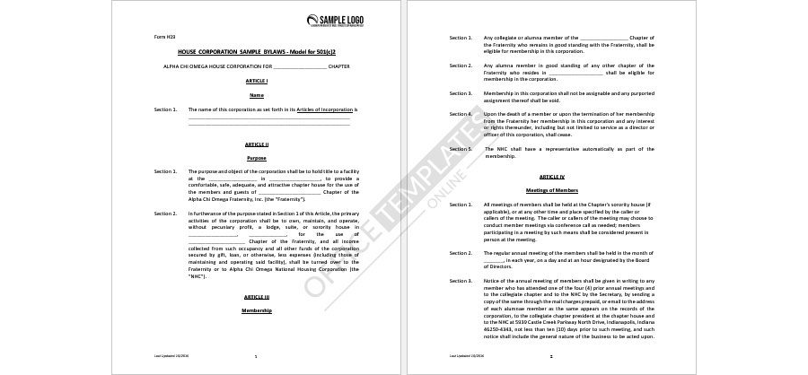 Sample Corporate Bylaws Format 23