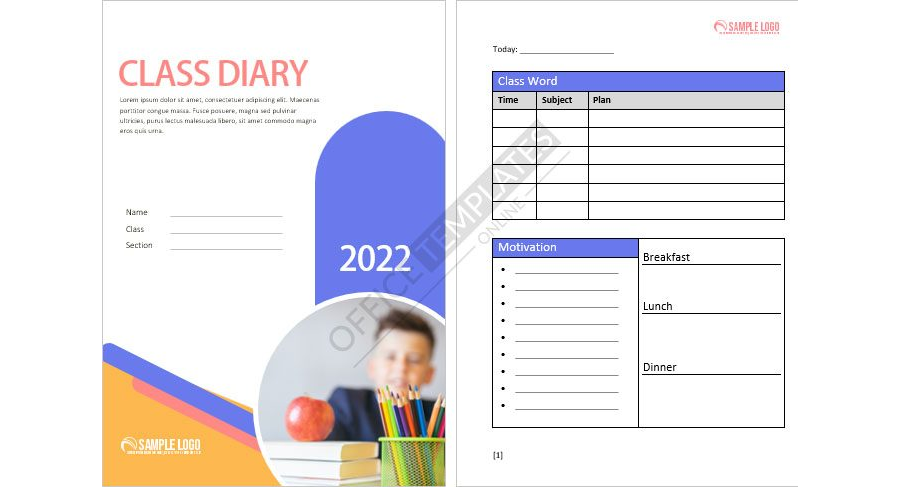 Student's Class Diary Template in MS Word