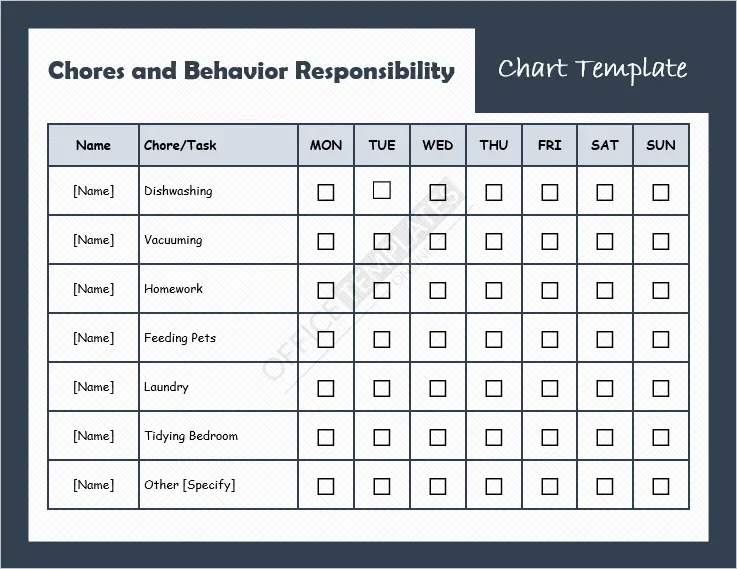 Chores and Behavior Responsibility Chart Template
