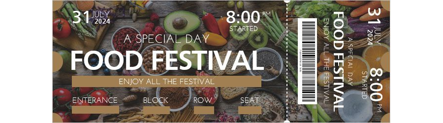 Food Festival Ticket Template in MS Word - Design 04