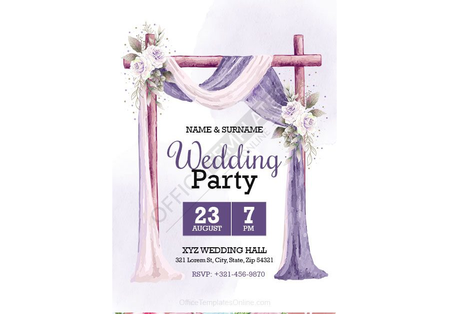 Wedding Party Invitation Card Design in MS Word
