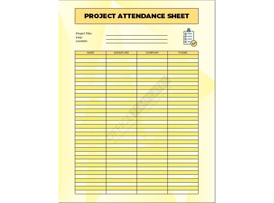 Project Attendance Sheet in MS Excel