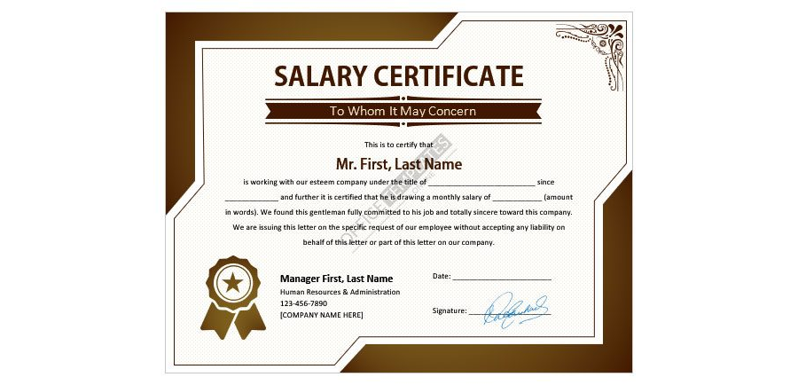 Download Salary Certificate Template in MS Word