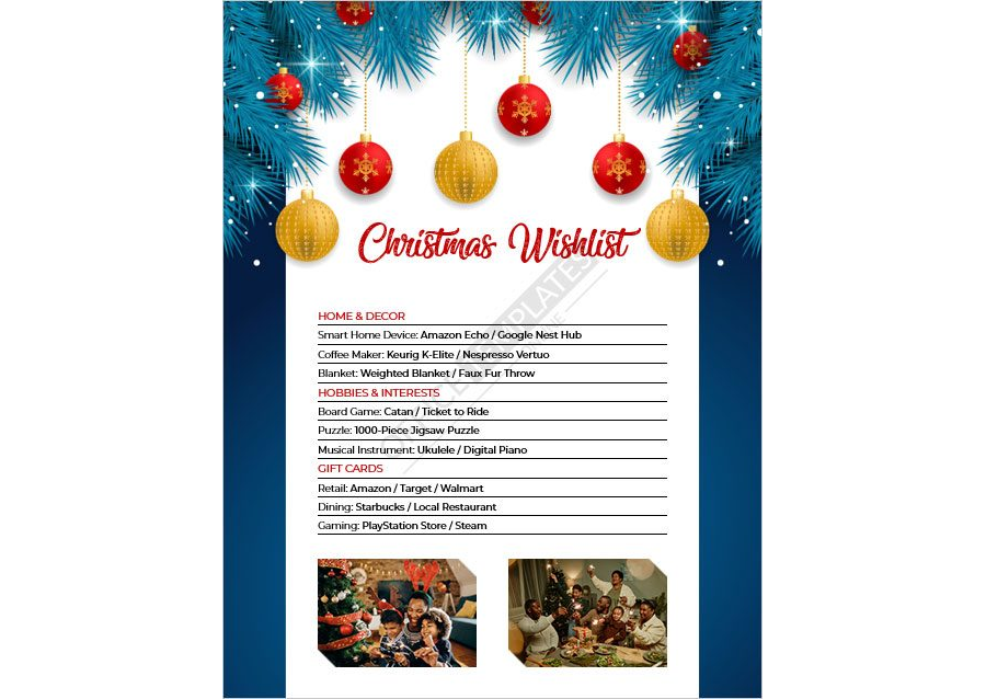 Christmas Wishlist Template with Pictures
